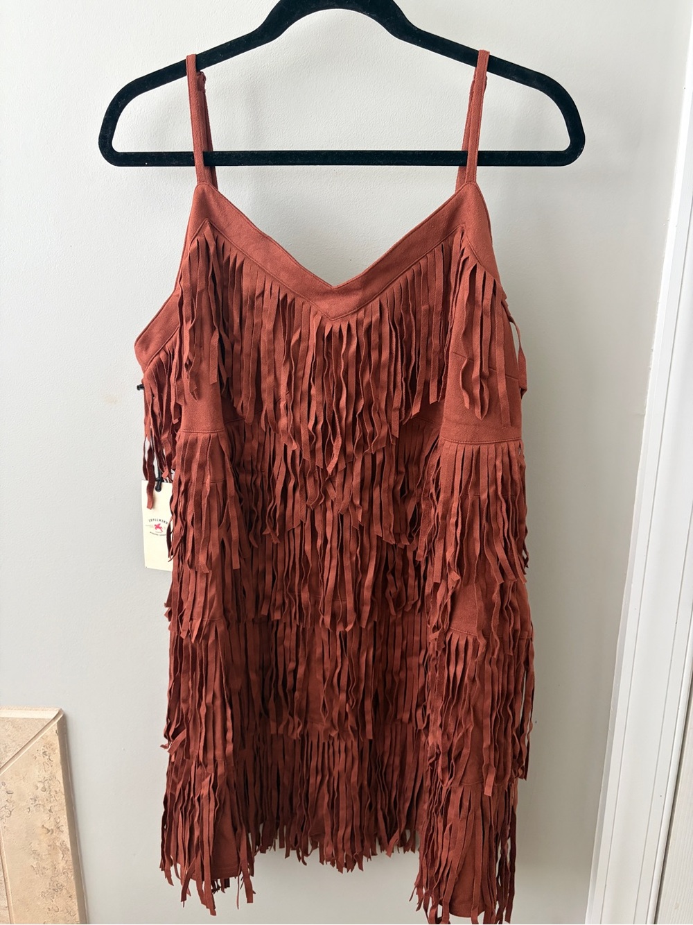 Idyllwind Rust Fringe Mini Slip Dress